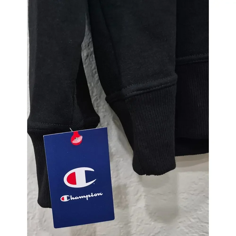 Champion Black Crewneck Sweatshirt Men's XL NWT Sleeve Logo Athleisure